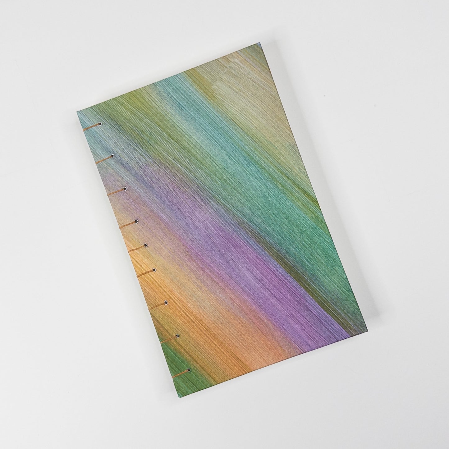 Coptic Stitch Handmade Book - Green, Yellow, Orange, Pink, Purple and Blue