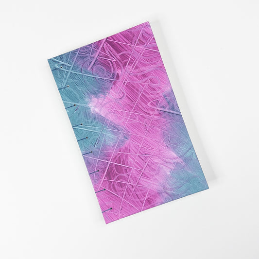 Coptic Stitch Handmade Book - Pink and Teal