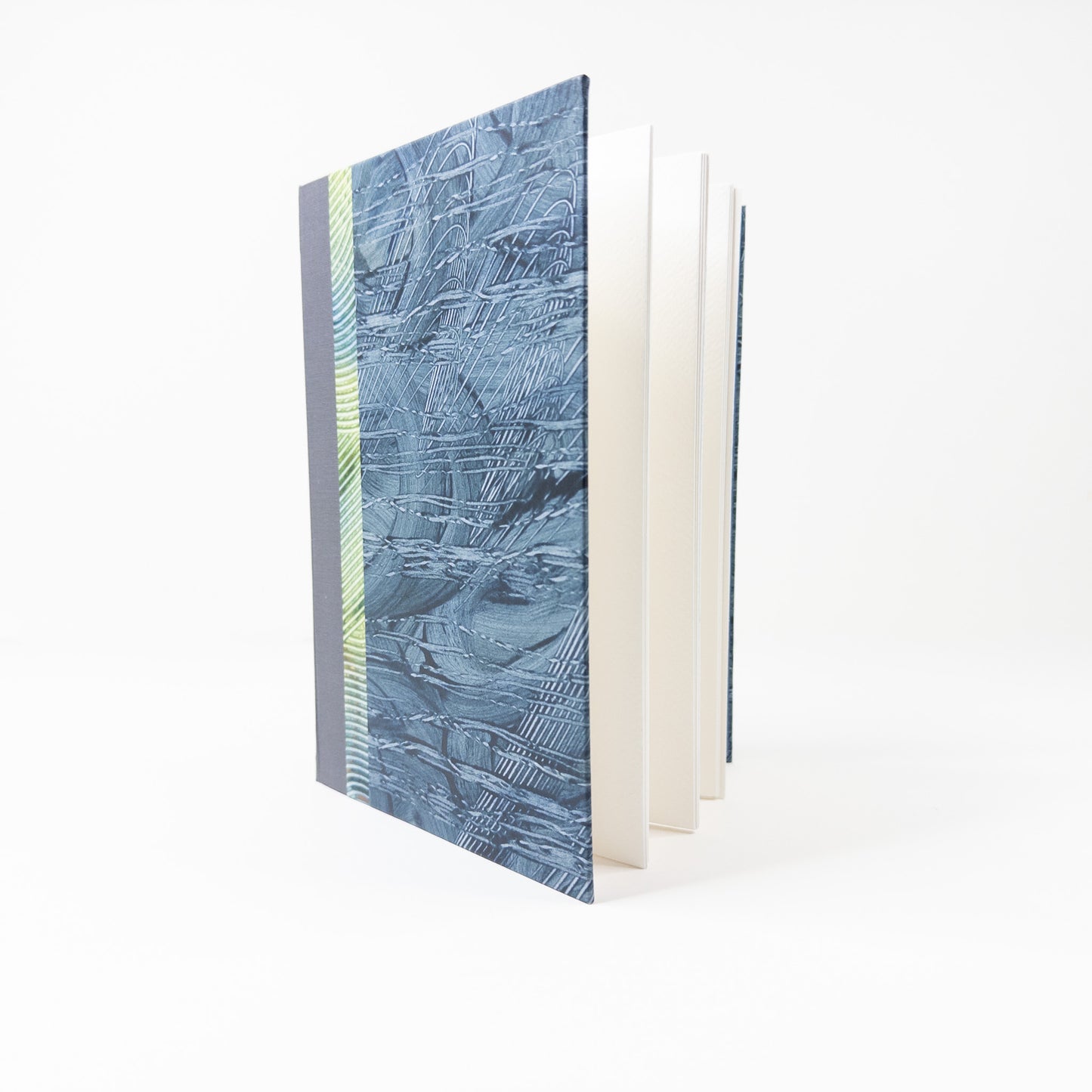 Lattice Bound Handmade Book - Blue, Grey & Green