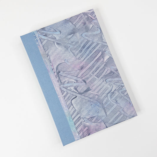 Lattice Bound Handmade Book - Blue, Grey & Pink