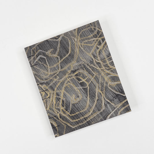Coptic Stitch Handmade Book - Grey, Gold, & Silver