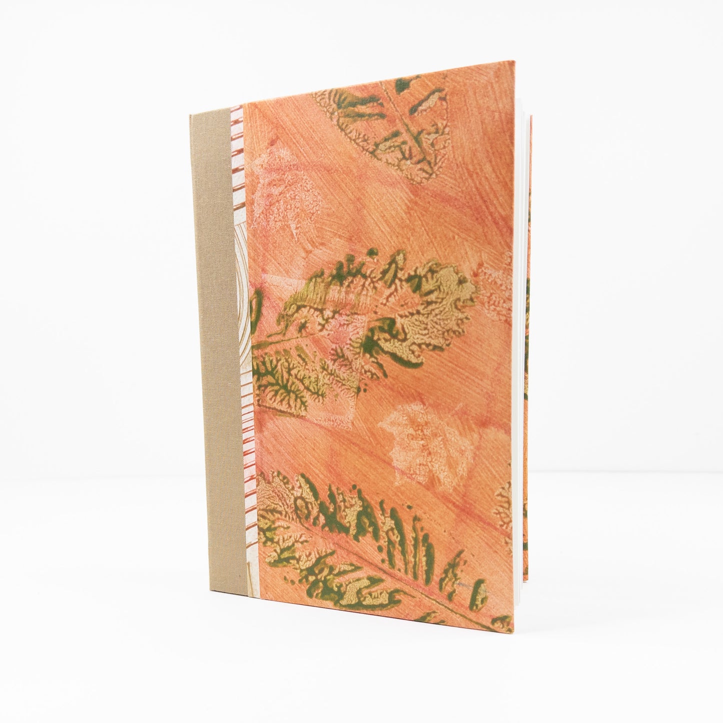 Lattice Bound Handmade Book - Orange & Green