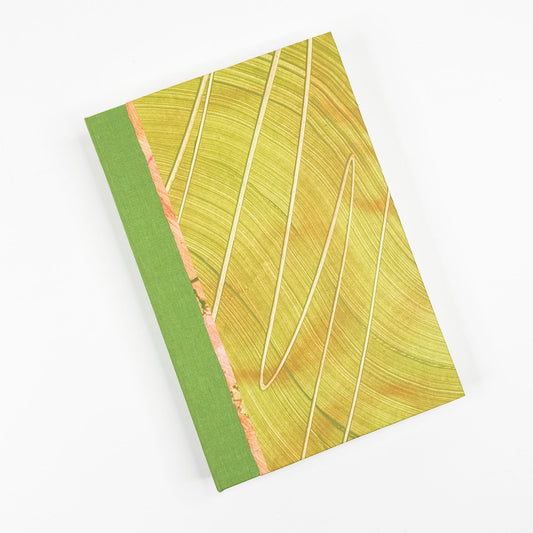 Lattice Bound Handmade Book - Green & Orange