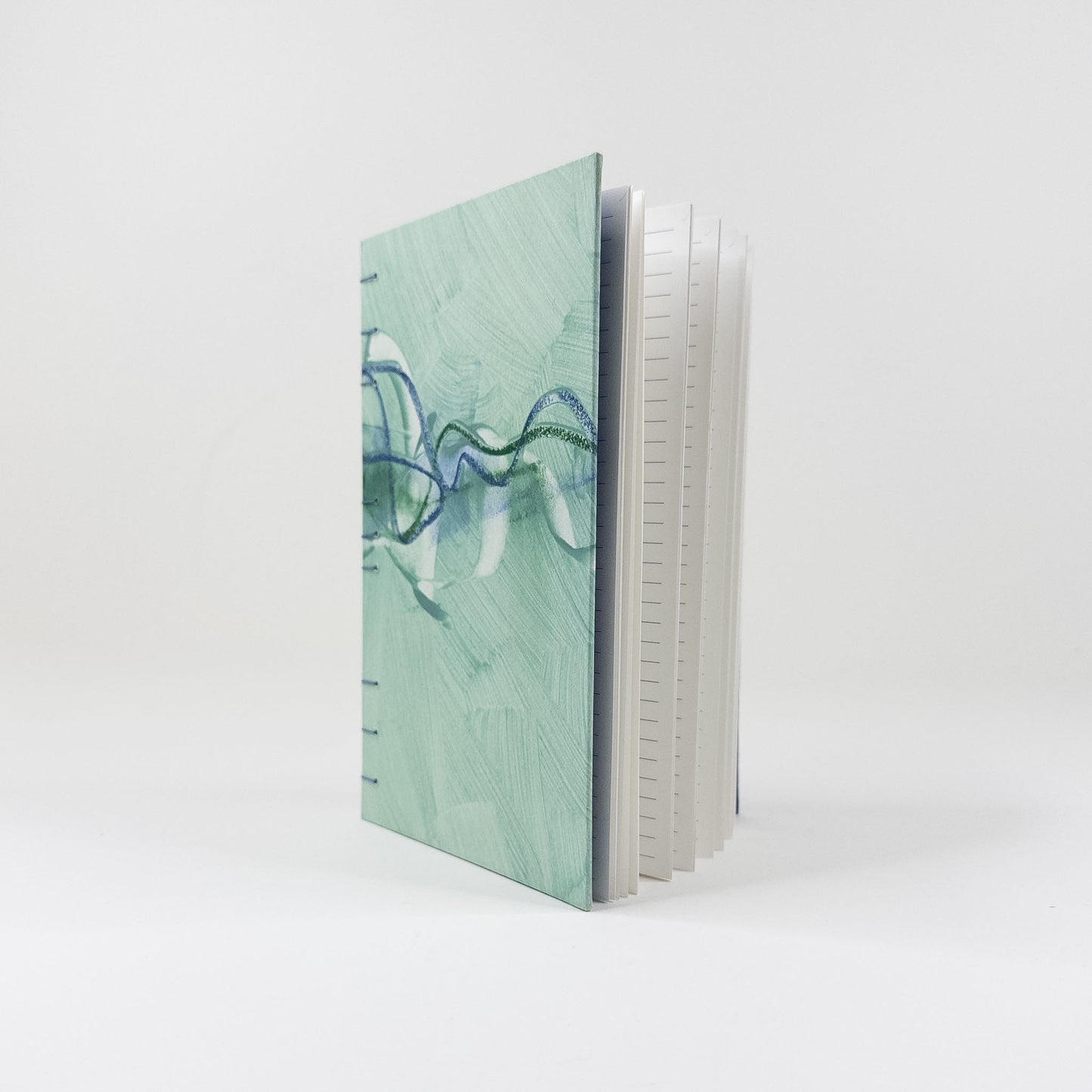 Coptic Stitch Handmade Book - Green, Navy & Blue
