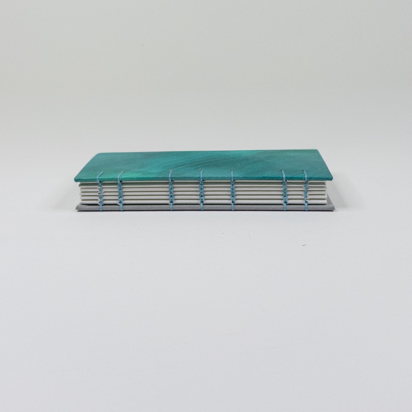 Coptic Stitch Handmade Book - Teal & Silver