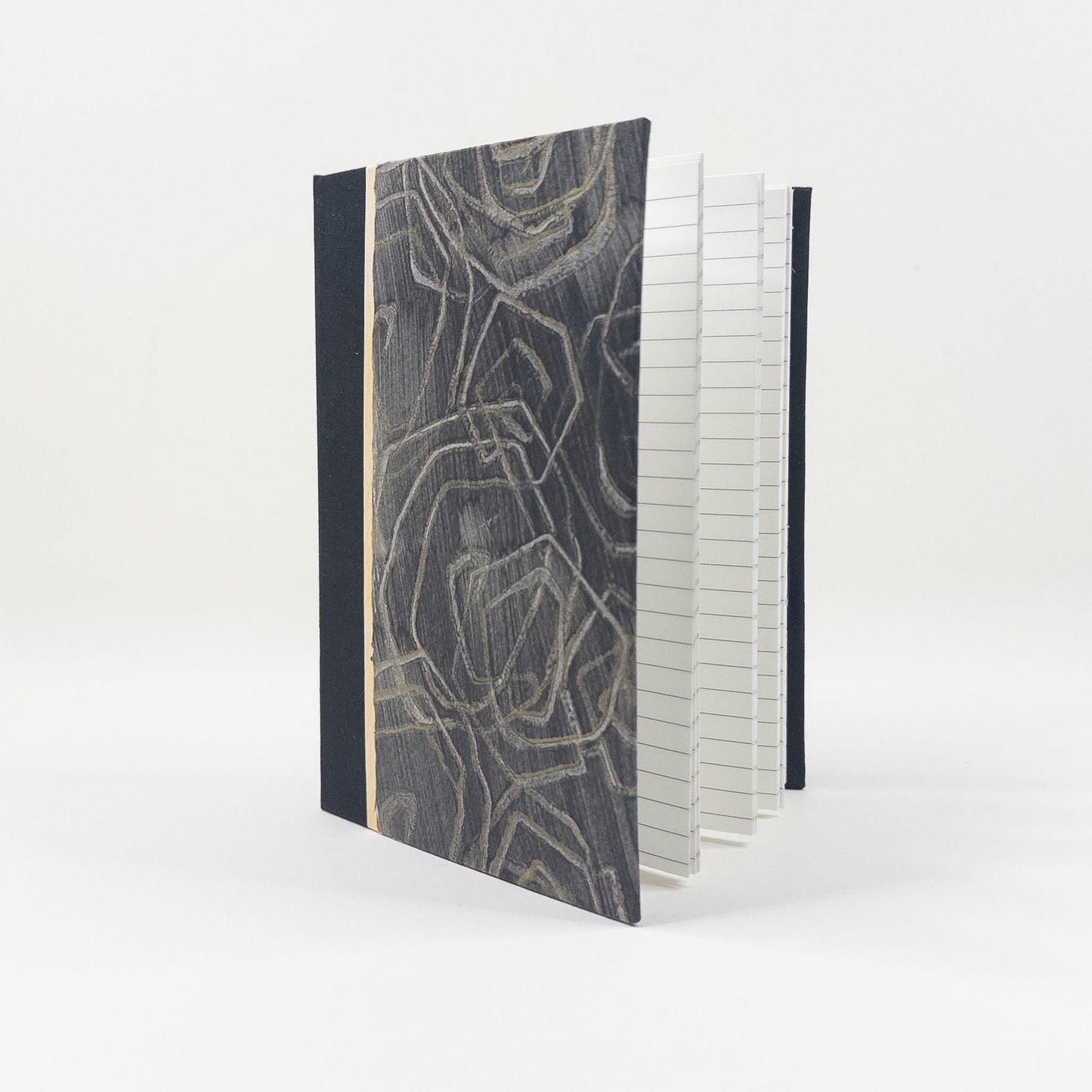Lattice Bound Handmade Book - Black, Gold & Silver