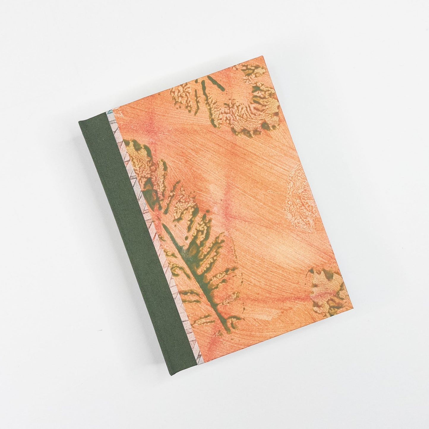 Lattice Bound Handmade Book - Orange & Green