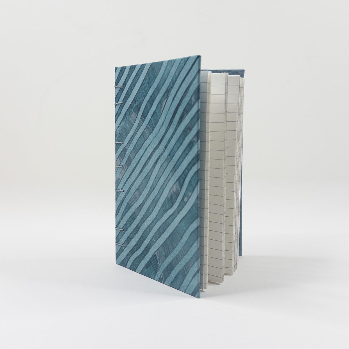 Coptic Stitch Handmade Book - Teal & Silver