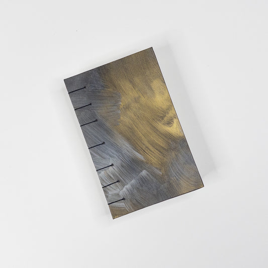 Coptic Stitch Handmade Book - Gold, Silver and Black