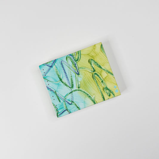 Coptic Stitch Handmade Book - Green, Yellow and Blue