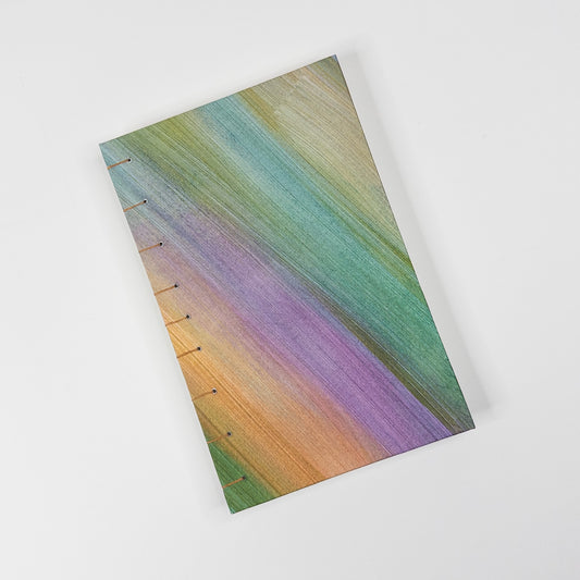 Coptic Stitch Handmade Book - Green, Yellow, Orange, Pink, Purple and Blue