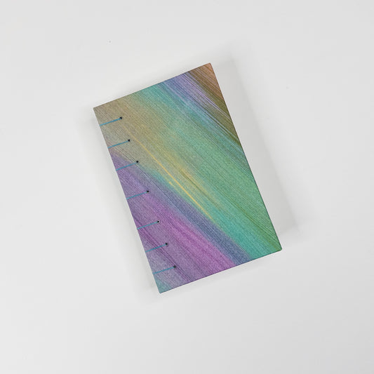Coptic Stitch Handmade Book - Pink, Green, Purple and Gold